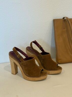 l’autre chose Suede Platform Slingback mules Heels